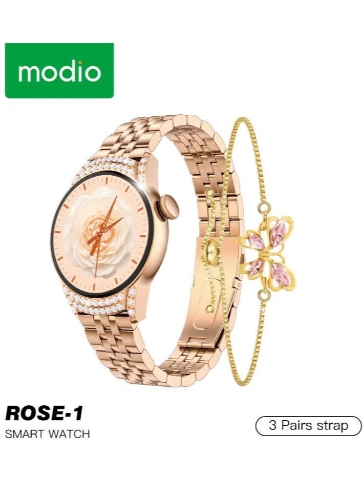modio Smart Watch Series 8 for Women – Touch Color Screen, Bluetooth Calling, 3 Interchangeable Straps, Fitness Tracker, Heart Rate & Sleep Monitor, Sports Smartwatch Multicolor Design - Image 1