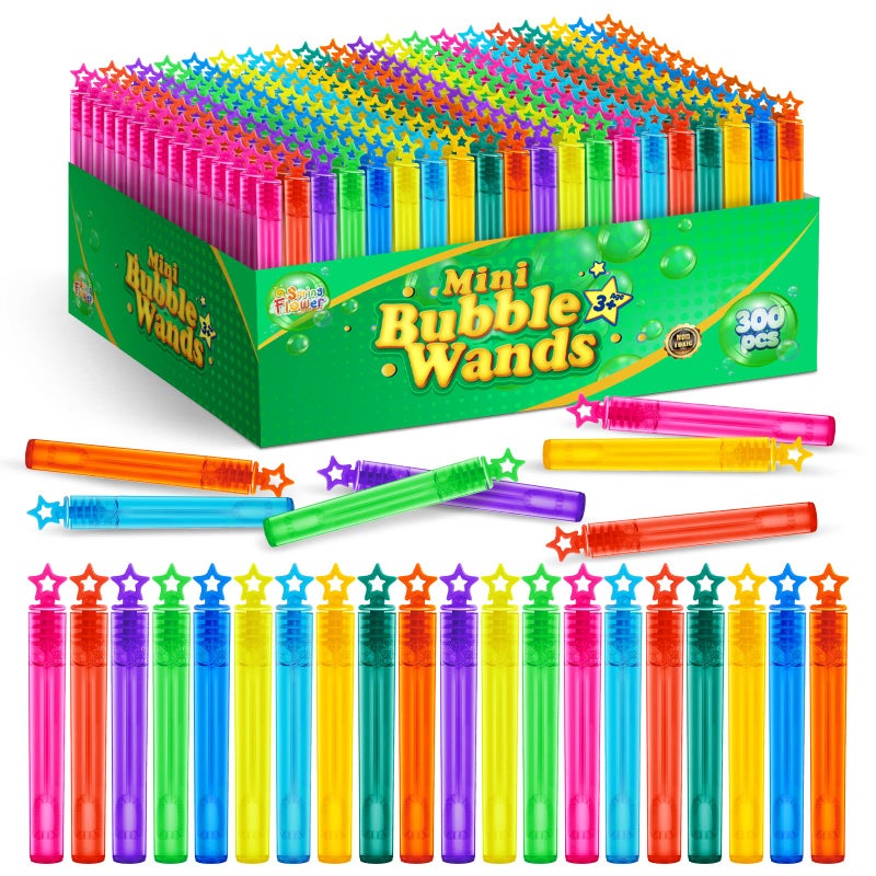 spring flower 300 Pieces Mini Bubble WandsBubble Party Favors Assortment Toys for KidsThemed Birthday Halloween Goodie Bags Carnival Prizes Wedding Bubble Maker Toys for KidsOutdoor Gifts for Girls  Boys - Image 2
