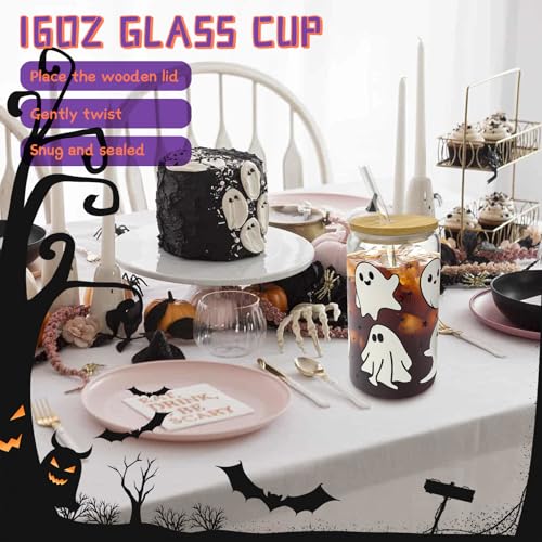 MHSMHL Boo Basket Stuffers for Women, Halloween Gifts for Women, Cute Halloween Boo Basket for Teens Girls Her Sister Friend Adults With Spooky Glass Cups - Image 2