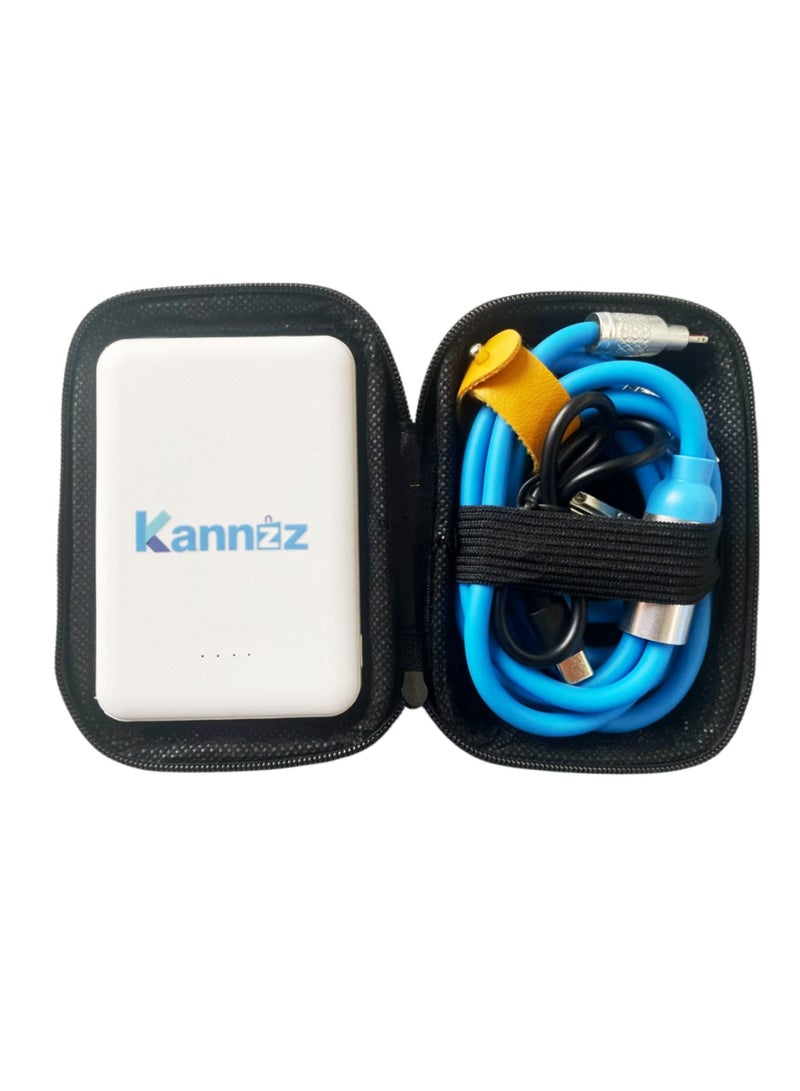 Kannzz Mini Power Bank with 3-in-1 USB Charging Cable & Finger Sleeves - Image 1
