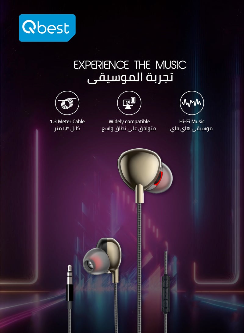 Qbest Pure Bass Wired Earphones – Crystal Clear Sound, Deep Bass, and Comfortable Fit with 3.5mm Gold-Plated Plug - Image 2
