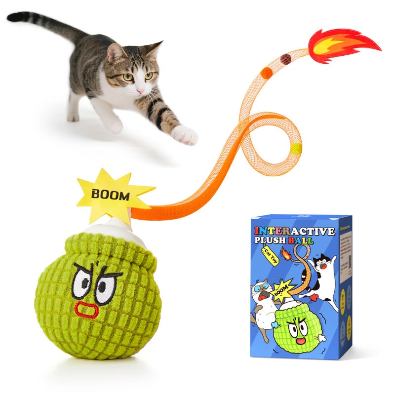 Potaroma Interactive Cat Toy with Motion Sensor, Chirping Sound & Catnip â€“ Funny Grenade Design with Mesh Tail, Rechargeable Smart Rolling Ball for Bored Indoor Kittens & Adult Cats 3 Inches - Image 1