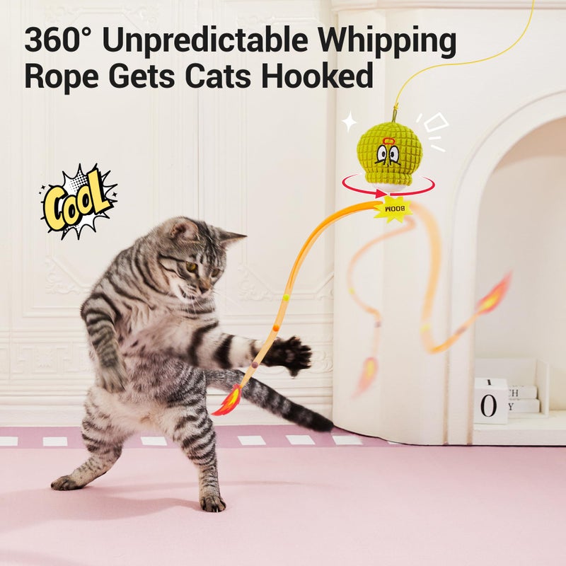 Potaroma Interactive Cat Toy with Motion Sensor, Chirping Sound & Catnip â€“ Funny Grenade Design with Mesh Tail, Rechargeable Smart Rolling Ball for Bored Indoor Kittens & Adult Cats 3 Inches - Image 3