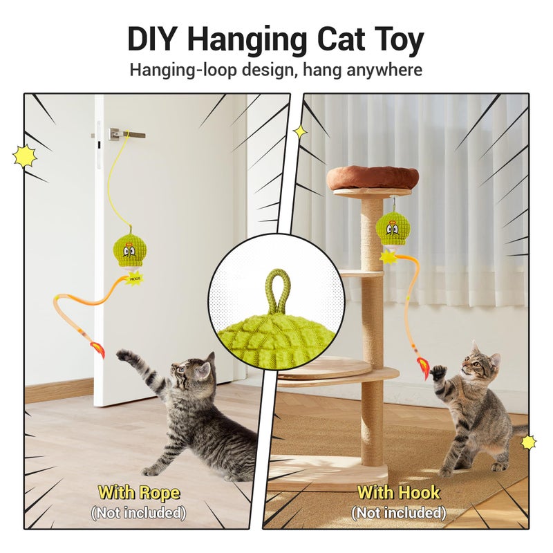 Potaroma Interactive Cat Toy with Motion Sensor, Chirping Sound & Catnip â€“ Funny Grenade Design with Mesh Tail, Rechargeable Smart Rolling Ball for Bored Indoor Kittens & Adult Cats 3 Inches - Image 5