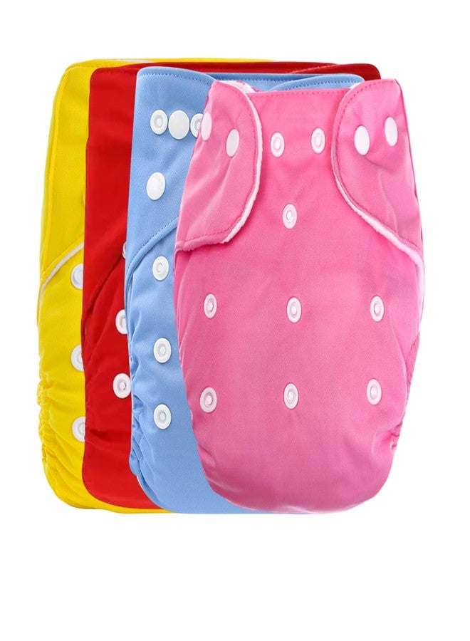 Mistic Reusable Cloth Diaper for Newborn Baby (0-12 kg) - Adjustable, Washable, Leak‑Proof, Organic Cotton, Eco‑Friendly & Gentle on Baby’s Skin (Blue, One Size, 4, count) - Image 1