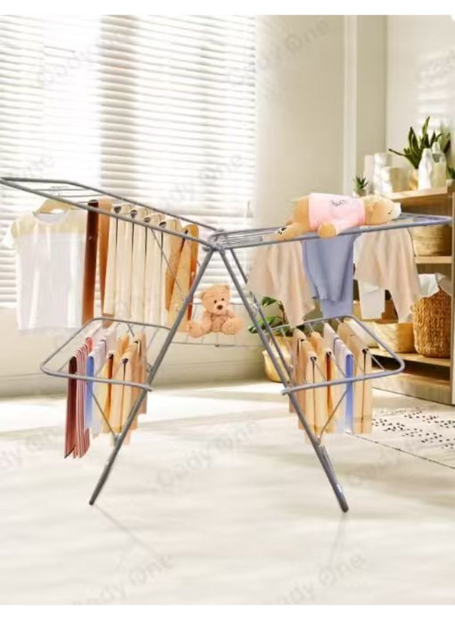 dida-cosmos 2-Shelves Galvanised Steel Laundry Rack Silver 176x60x102cm - Image 5