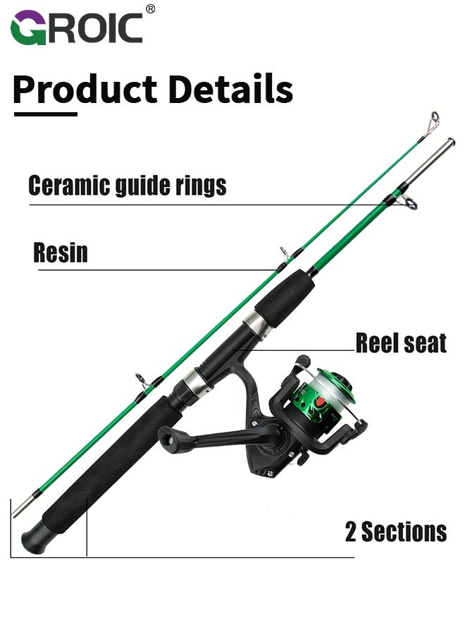 GROIC Fishing Rod Set, 2-Pack Portable Telescopic Kids Fishing Rod and Reel Combo Kit with Tackle Box for Beginners, Boys,Girls,Youth,Children, Spincast Fishing Reel Casting Rods with Tackle Kit and Carry Bag - Image 3