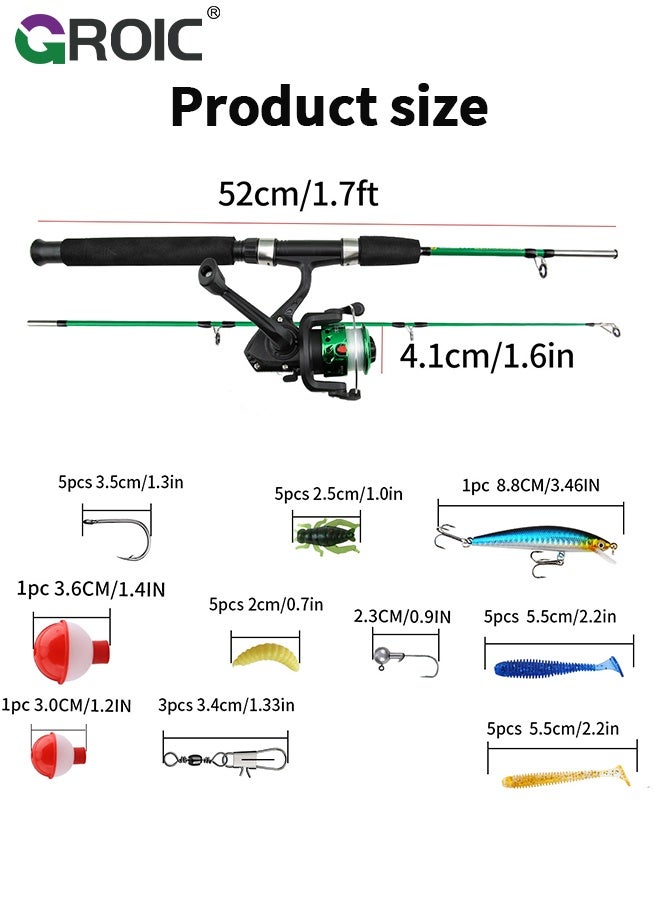 GROIC Fishing Rod Set, 2-Pack Portable Telescopic Kids Fishing Rod and Reel Combo Kit with Tackle Box for Beginners, Boys,Girls,Youth,Children, Spincast Fishing Reel Casting Rods with Tackle Kit and Carry Bag - Image 5