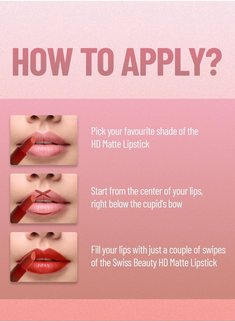 Swiss Beauty - Swiss Beauty Hd Matte Pigmented Smudge Proof Lipstick Brandy Harrington 3.5G - Image 1