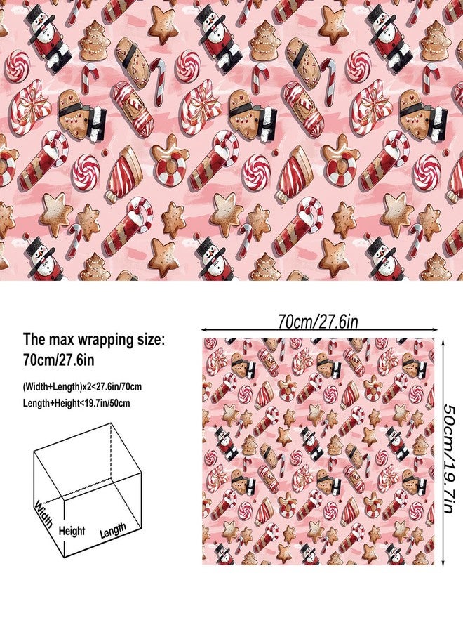Vnaaem Pink Christmas Wrapping Paper with 4 Nutcracker Gingerbread Design for Christmas Holiday Party Celebration - 20 X 28Inches Per Sheet(8 Pack) - Image 4