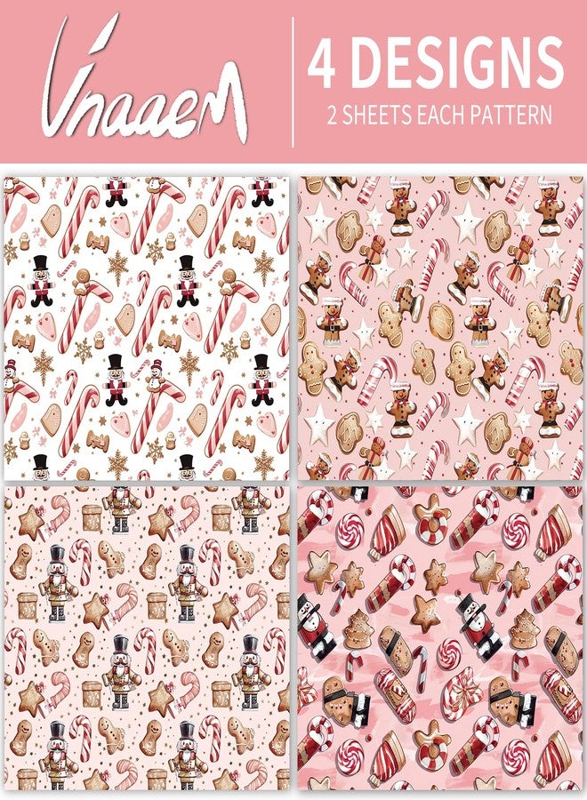Vnaaem Pink Christmas Wrapping Paper with 4 Nutcracker Gingerbread Design for Christmas Holiday Party Celebration - 20 X 28Inches Per Sheet(8 Pack) - Image 3