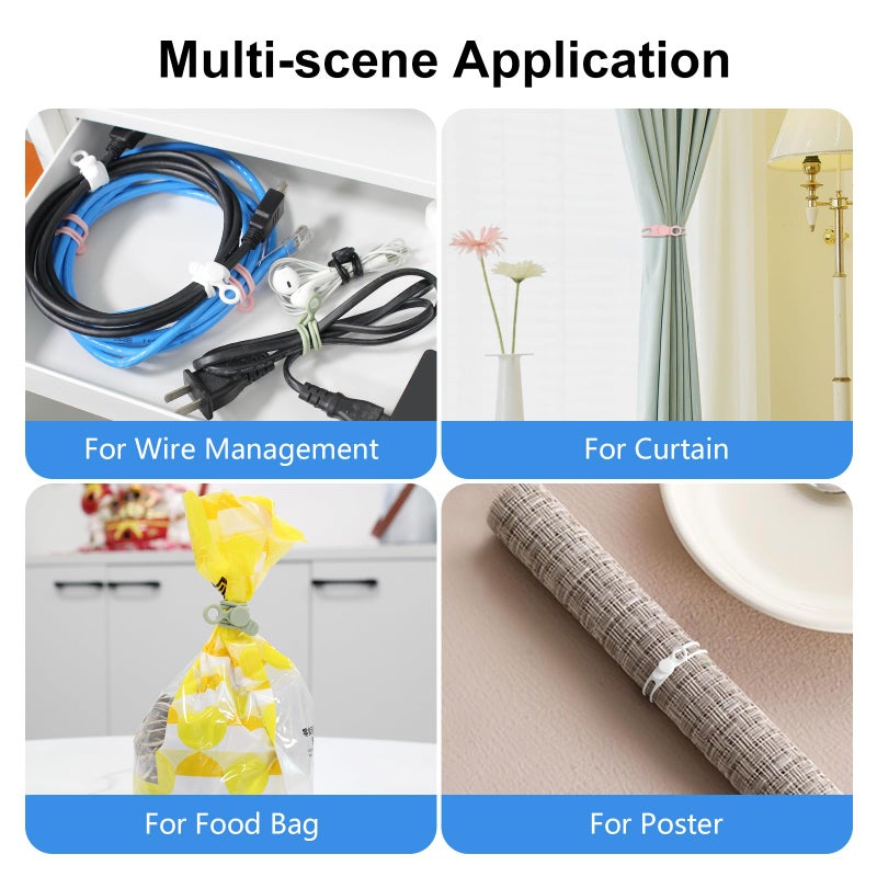 OneLeaf 30Pcs Cord Organizer, Silicone Cable Ties Reusable, Cord Ties for Electronics, Multipurpose Elastic Wire Ties, Travel Essentials for Cable Organizer, Wire Organizers for Fastening Cords - Image 5
