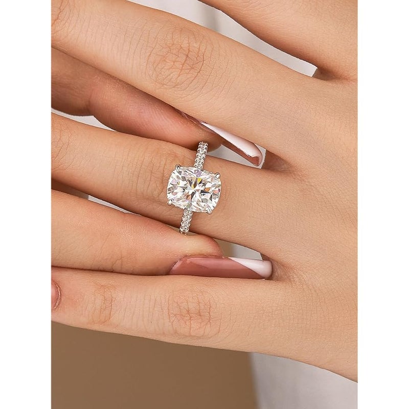RODIFFY 3.5 Carat Cushion Cut Moissanite Engagement Rings for Women, S925 Silver D Color VVS1 Lab Created Moissanite Promise Ring - Image 5