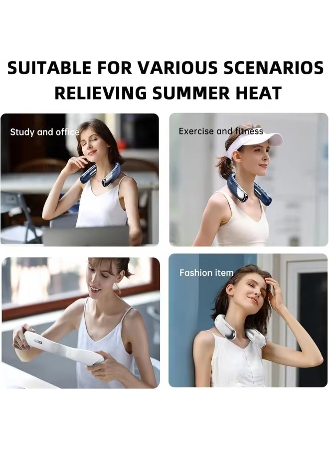 Generic Neck Fan Portable Rechargeable, 360° Surrounding Strong Wind, 5-speed Portable Neck Fan with Digital Display of Power, USB Charging, For Sports, Travel, Outdoor and Indoor  - Image 4