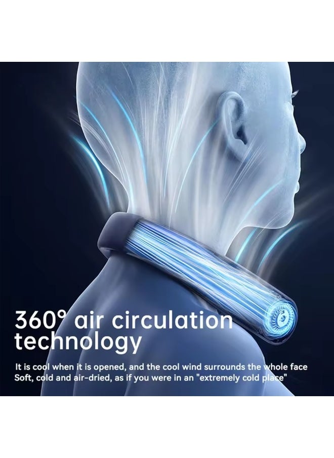 Generic Neck Fan Portable Rechargeable, 360° Surrounding Strong Wind, 5-speed Portable Neck Fan with Digital Display of Power, USB Charging, For Sports, Travel, Outdoor and Indoor  - Image 3