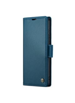 CaseMe Flip Wallet Case For Samsung Galaxy S21 Fe [RFID Blocking] PU Leather Wallet Flip Folio Case with Card Holder Kickstand Shockproof Phone Cover (Blue)  - Image 1
