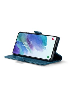 CaseMe Flip Wallet Case For Samsung Galaxy S21 Fe [RFID Blocking] PU Leather Wallet Flip Folio Case with Card Holder Kickstand Shockproof Phone Cover (Blue)  - Image 4