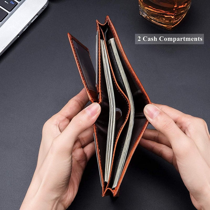 BULLCAPTAIN Large Capacity Genuine Leather Bifold Wallet/Credit Card Holder for Men with 15 Card Slots QB-027 - Image 4