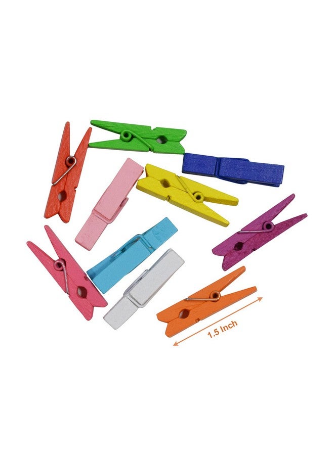 Asian Hobby Crafts Mini Color Wooden Clips for Decorations, Photos and Polaroids, Pack of 50 Pieces 1.5 Inch Multicolored, Wooden Paper Clips for Photo Hanging, DIY Home and Decoration Crafts - Image 2