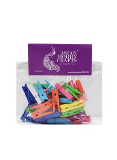 Asian Hobby Crafts Asian Hobby Crafts Mini Color Wooden Clips for Decorations, Photos and Polaroids, Pack of 50 Pieces 1.5 Inch Multicolored, Wooden Paper Clips for Photo Hanging, DIY Home and Decoration Crafts  - Image 3