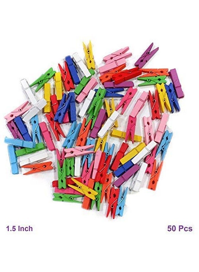 Asian Hobby Crafts Mini Color Wooden Clips for Decorations, Photos and Polaroids, Pack of 50 Pieces 1.5 Inch Multicolored, Wooden Paper Clips for Photo Hanging, DIY Home and Decoration Crafts - Image 5