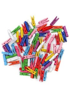 Asian Hobby Crafts Asian Hobby Crafts Mini Color Wooden Clips for Decorations, Photos and Polaroids, Pack of 50 Pieces 1.5 Inch Multicolored, Wooden Paper Clips for Photo Hanging, DIY Home and Decoration Crafts  - Image 1