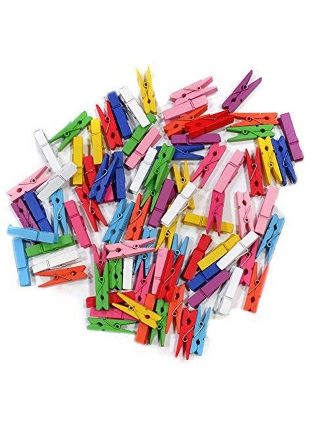 Asian Hobby Crafts Mini Color Wooden Clips for Decorations, Photos and Polaroids, Pack of 50 Pieces 1.5 Inch Multicolored, Wooden Paper Clips for Photo Hanging, DIY Home and Decoration Crafts - Image 1