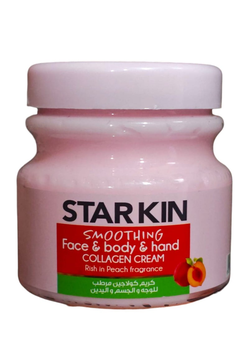 Moisturizing collagen cream for the face, body and hands with a peach scent, 300 grams
