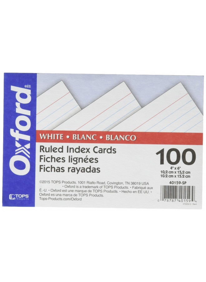 Esselte Oxford Ruled Index Cards, 4" x 6", White, 100 Per Pack (40159-SP) - Image 1