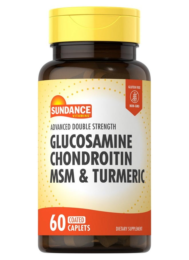 Sundance Sundance Glucosamine Chondroitin MSM and Turmeric | 60 Caplets | Double Strength | Non-GMO and Gluten Free Supplement  - Image 1