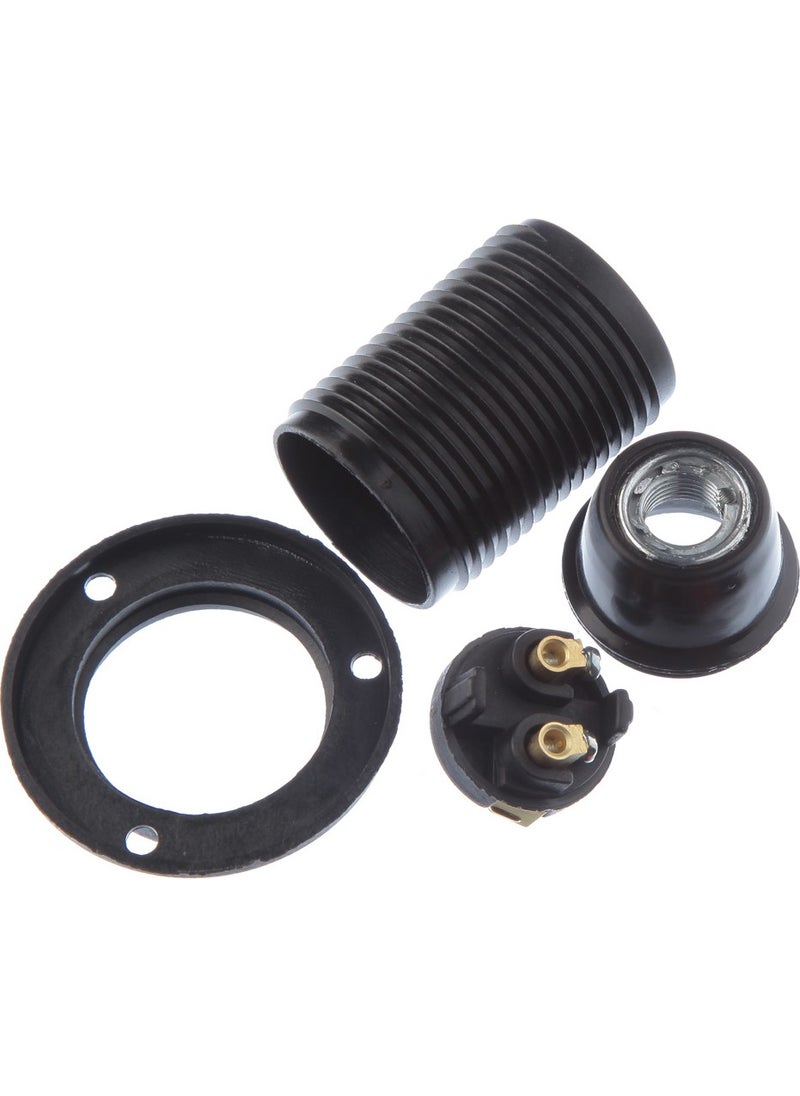 Tek-İş - Single-Work Socket E-14 Bakelite Full Tooth Washer E14 Socket Black - Image 1