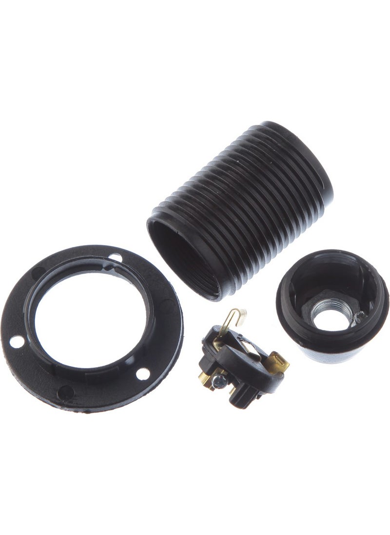 Tek-İş - Single-Work Socket E-14 Bakelite Full Tooth Washer E14 Socket Black - Image 1