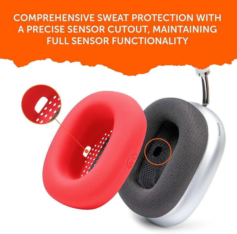 WC SweatZ Max - Protective Earpad Covers for Airpods Max Made by Wicked Cushions | Sweatproof & Easily Washable | Full Earpad Sweat Protection | Red - Image 5
