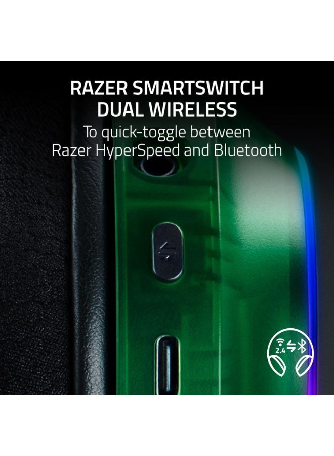 ريزر سماعة الألعاب اللاسلكية باراكودا X كروم: 2.4GHz لاسلكي وبلوتوث، خفيفة الوزن، RGB، محركات 40mm، ميكروفون كارديويد، بطارية 70 ساعة، للكمبيوتر، ماك، PS5، سويتش، هاتف ذكي - أخضر شبح - Image 2
