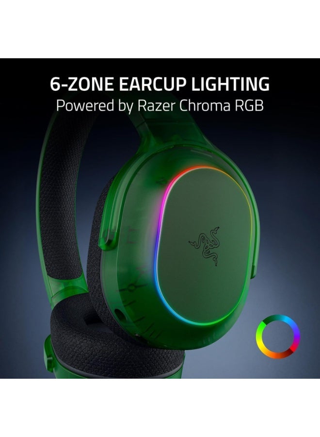 ريزر سماعة الألعاب اللاسلكية باراكودا X كروم: 2.4GHz لاسلكي وبلوتوث، خفيفة الوزن، RGB، محركات 40mm، ميكروفون كارديويد، بطارية 70 ساعة، للكمبيوتر، ماك، PS5، سويتش، هاتف ذكي - أخضر شبح - Image 4