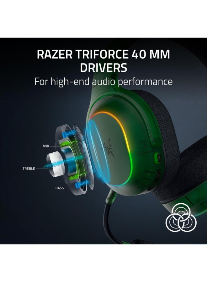 ريزر سماعة الألعاب اللاسلكية باراكودا X كروم: 2.4GHz لاسلكي وبلوتوث، خفيفة الوزن، RGB، محركات 40mm، ميكروفون كارديويد، بطارية 70 ساعة، للكمبيوتر، ماك، PS5، سويتش، هاتف ذكي - أخضر شبح - Image 5