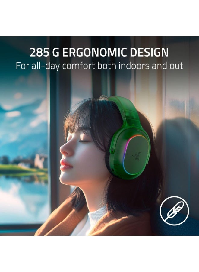 ريزر سماعة الألعاب اللاسلكية باراكودا X كروم: 2.4GHz لاسلكي وبلوتوث، خفيفة الوزن، RGB، محركات 40mm، ميكروفون كارديويد، بطارية 70 ساعة، للكمبيوتر، ماك، PS5، سويتش، هاتف ذكي - أخضر شبح - Image 3