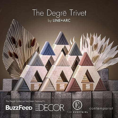 LINE+ARC Extra Thick Silicone Trivets (Featured in ELLE Decor & BuzzFeed) Waterproof Dishwasher-Safe Stain Resistant (Set of 3 Indigo Wash Degrē Trivets) Outdoor Rubber Blue Mid-Century Modern - Image 2