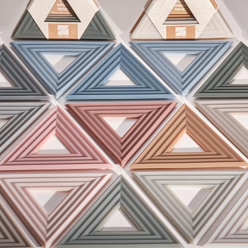 LINE+ARC Extra Thick Silicone Trivets (Featured in ELLE Decor & BuzzFeed) Waterproof Dishwasher-Safe Stain Resistant (Set of 3 Indigo Wash Degrē Trivets) Outdoor Rubber Blue Mid-Century Modern - Image 4