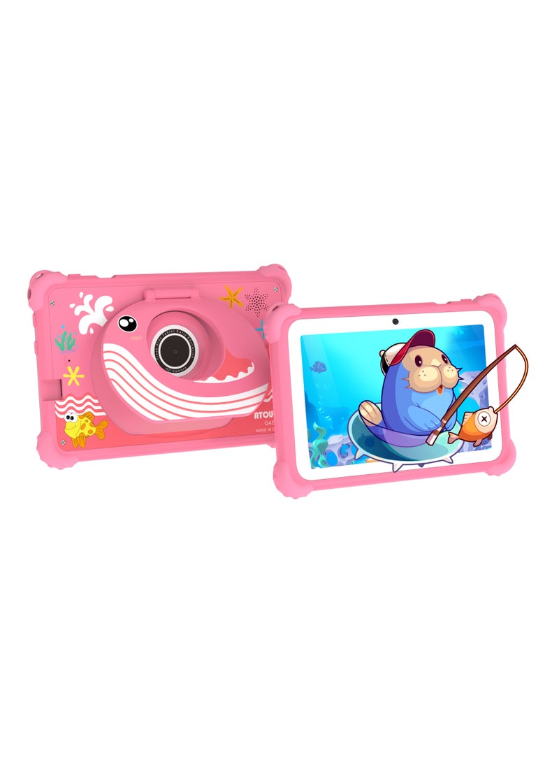 ATOUCH Q42 7-inch Kids Tablet – 5G Wi-Fi 8GB RAM 256GB ROM IPS Touch Screen Built-in Stand & LCD Writing Tablet (Blue, Dolphin Design) - Image 1