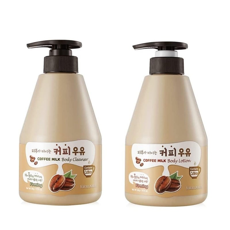 KWAILNARA Coffee Milk Body Lotion  Body Wash Set  Energizing  Hydrating Korean Skincare with Coffee Extract 560 g  1975 oz Each