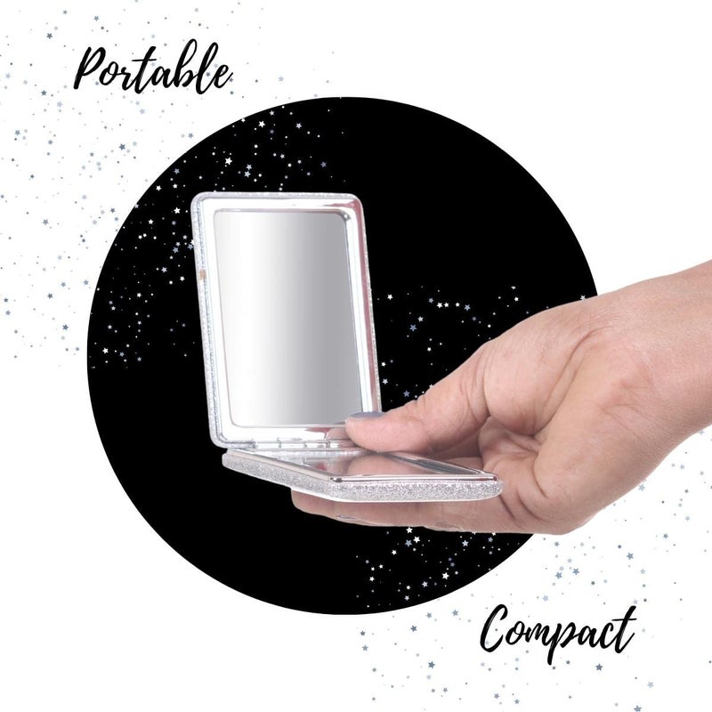 Scarlet Line Small Double Sided Foldable Purse Mirror for Women Rectangle Magnifying Hand Mirror for Makeup Handy Compact Design Travel Mirror Silver - Image 5