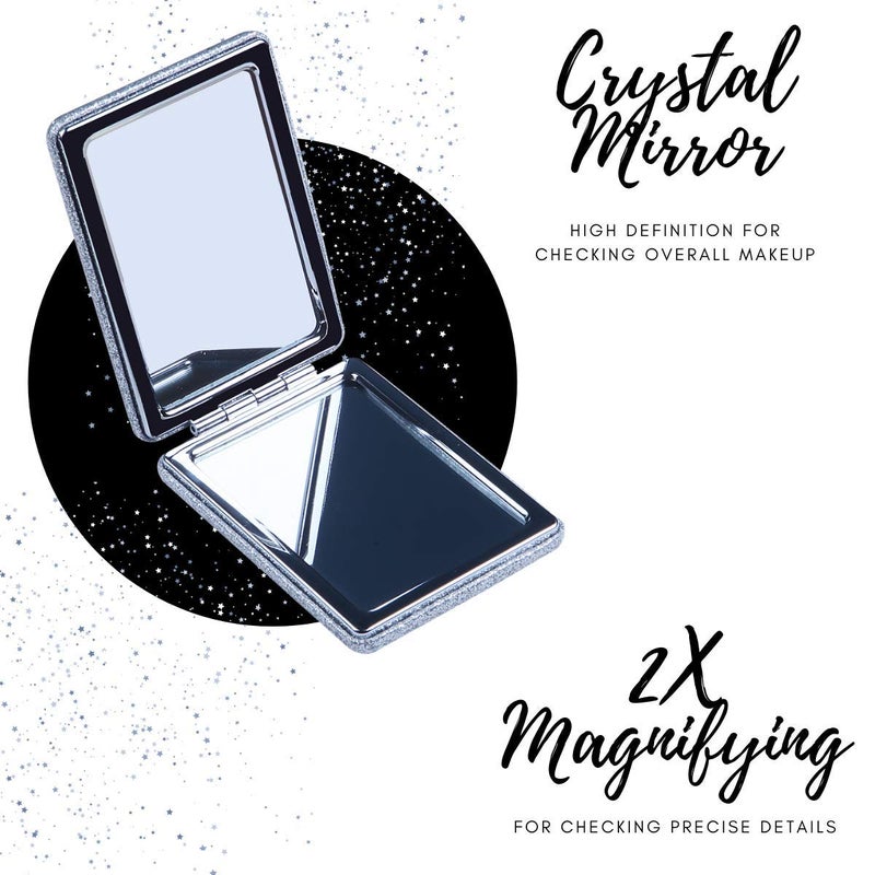Scarlet Line Small Double Sided Foldable Purse Mirror for Women Rectangle Magnifying Hand Mirror for Makeup Handy Compact Design Travel Mirror Silver - Image 2