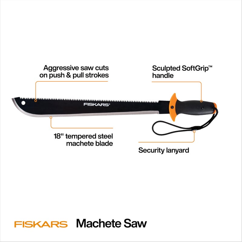 Fiskars Machete Saw, Gifts for Dad, Tempered Steel Blade and Lanyard, 18", Black - Image 2