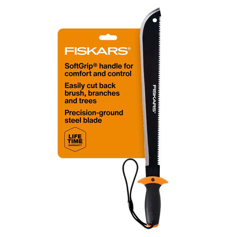 Fiskars Machete Saw, Gifts for Dad, Tempered Steel Blade and Lanyard, 18", Black - Image 1