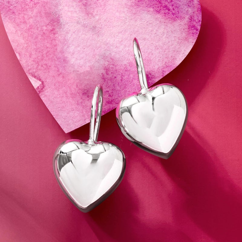 Ross-Simons Italian Sterling Silver Heart Drop Earrings - Image 4