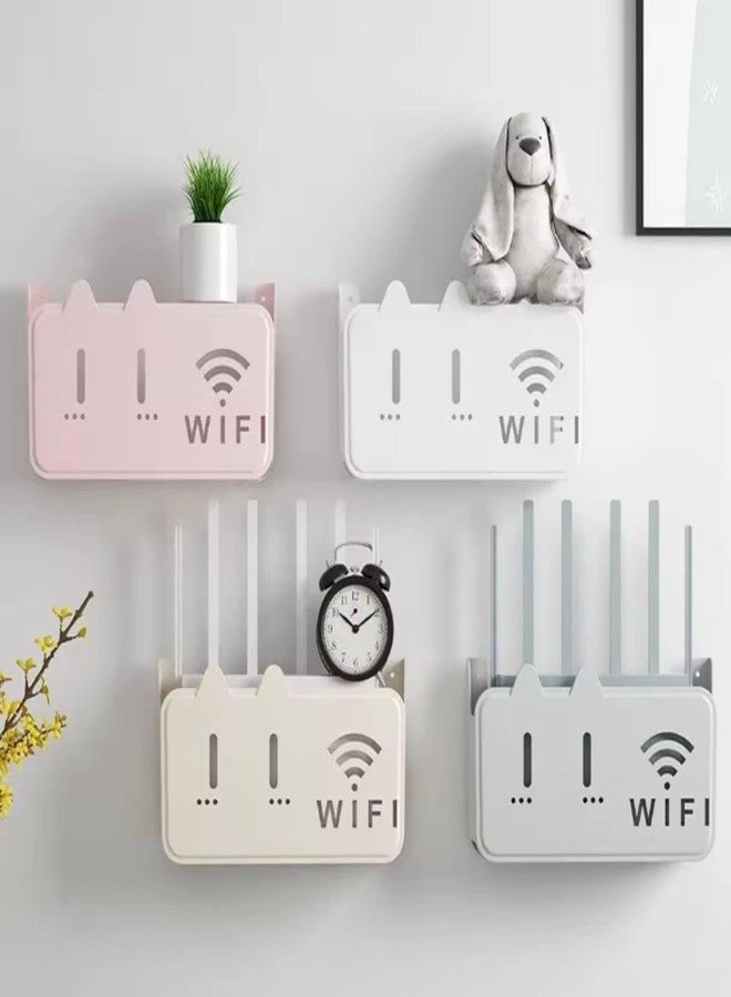 Kadaon Self-Adhesive WiFi Router Storage Box | Wall Mount Router Holder Shelf for Modem, Set-Top Box & Smart Devices | Space-Saving Cable Organizer Stand for Home & Office (mideum) - Image 1