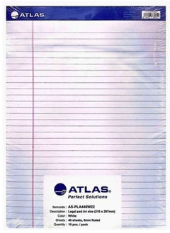 ATLAS 10-Piece A4 Size White Legal Pad 40 Sheets (210x297mm)  - Image 1