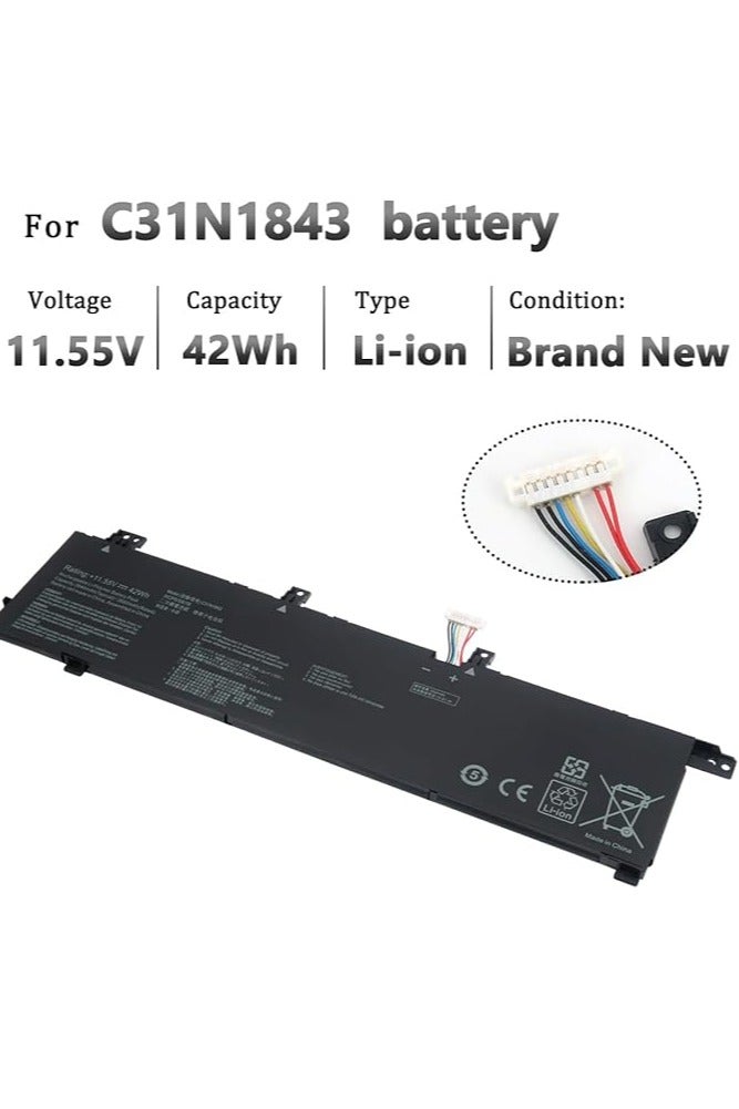 Terabyte Replacement C31N1843 Laptop Battery for ASUS VivoBook S14 S432FA S432FL S15 S532FA S532FL X432FA X432FL X432FLC X532FL X532FLC X532FA S432FA-EB008T S433 2FA-EB00203T 3ICP5/58/78 11.55V 42Wh - Image 2