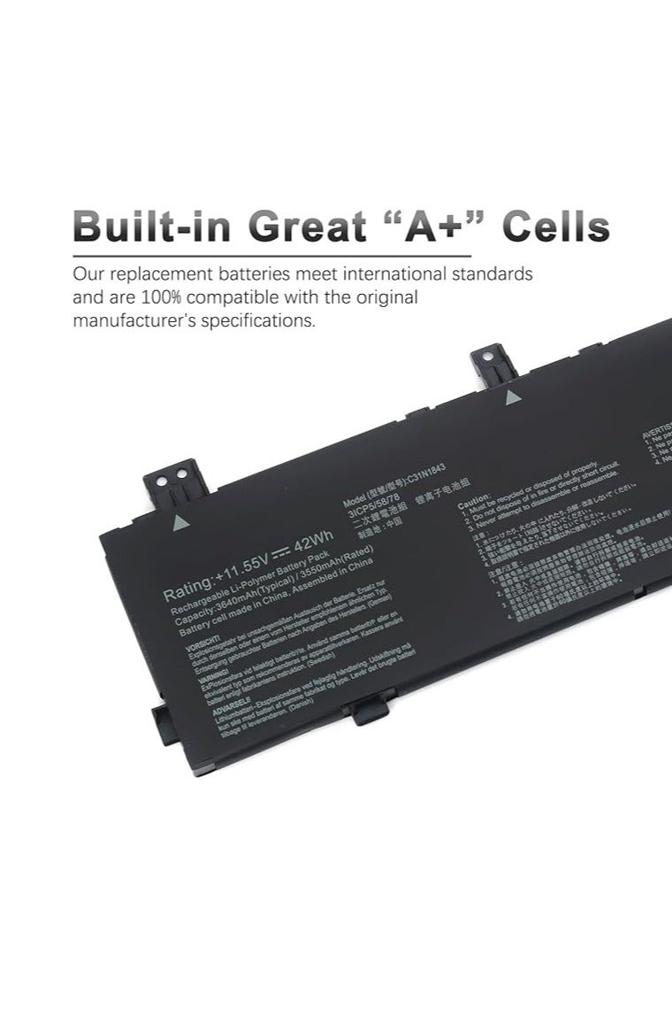 Terabyte Replacement C31N1843 Laptop Battery for ASUS VivoBook S14 S432FA S432FL S15 S532FA S532FL X432FA X432FL X432FLC X532FL X532FLC X532FA S432FA-EB008T S433 2FA-EB00203T 3ICP5/58/78 11.55V 42Wh - Image 3